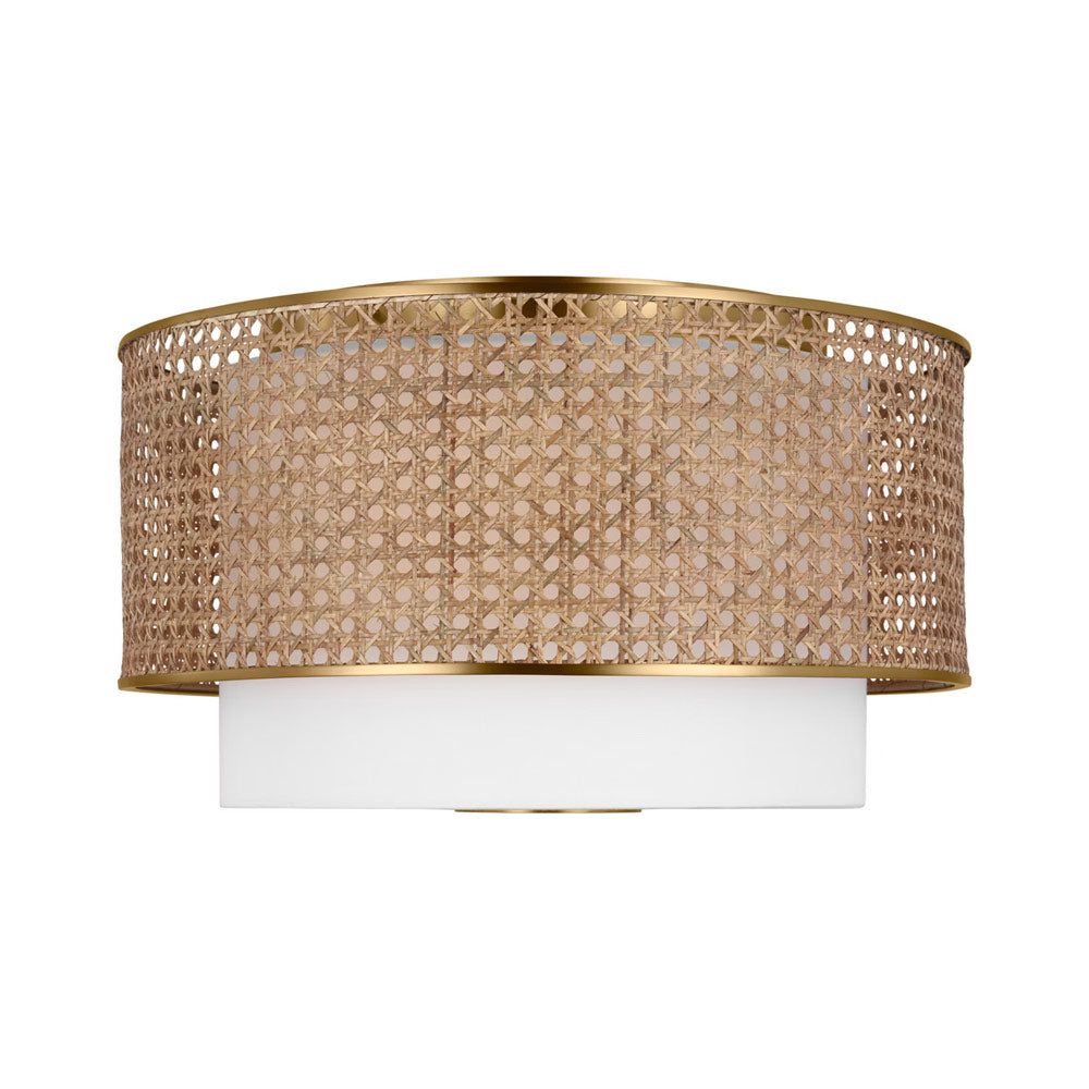 Sawyer Flush Mount Ceiling Light in Blonde Rattan.