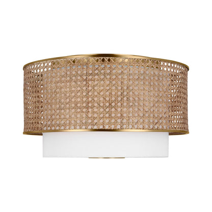 Sawyer Flush Mount Ceiling Light in Blonde Rattan.
