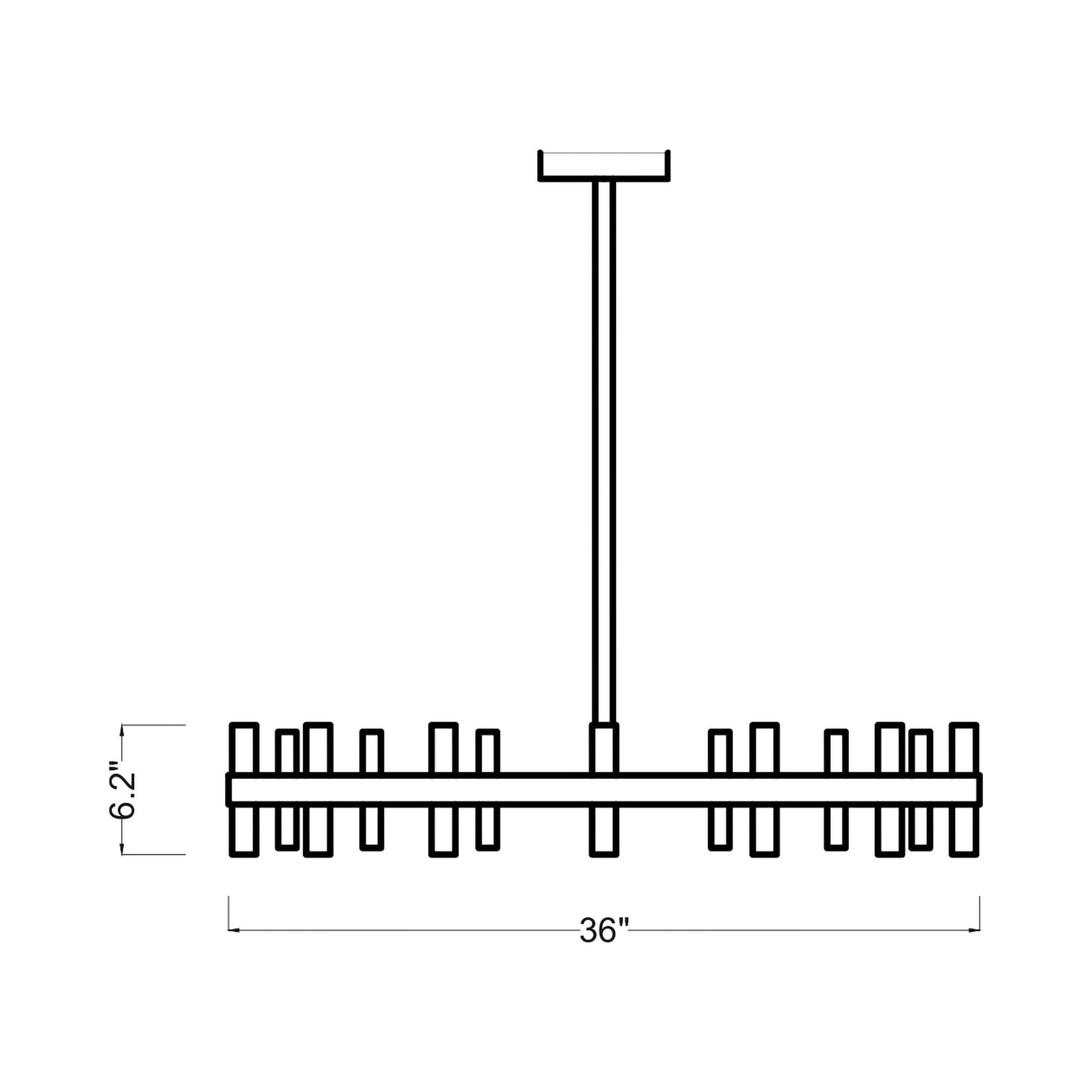 Silas LED Chandelier - line drawing.