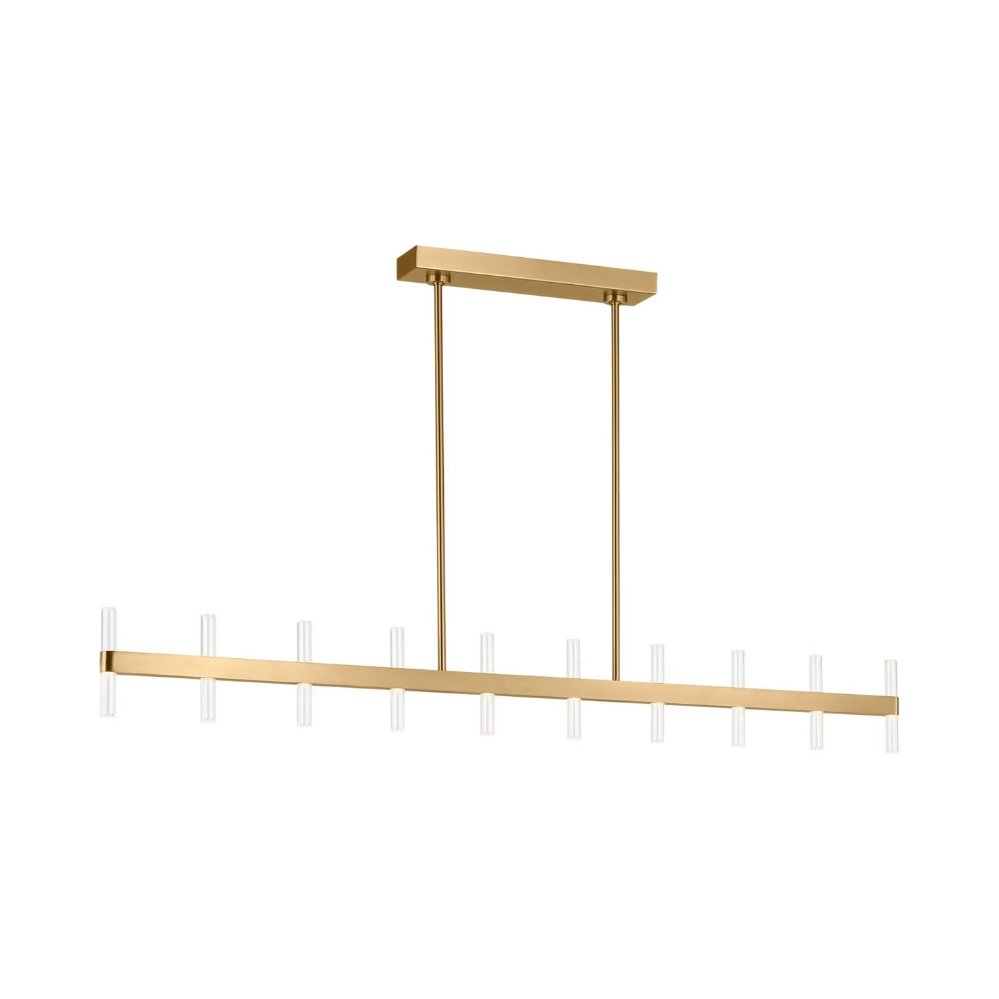 Silas LED Linear Chandelier in Burnished Brass.