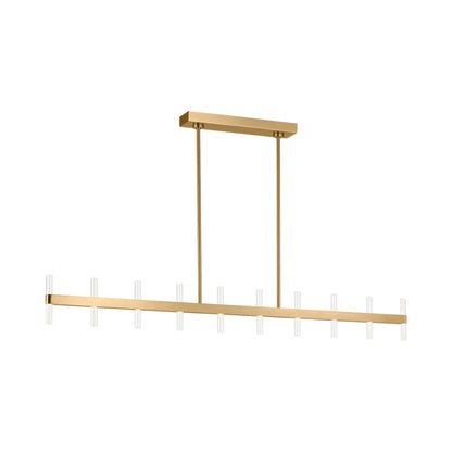 Silas LED Linear Chandelier in Burnished Brass.