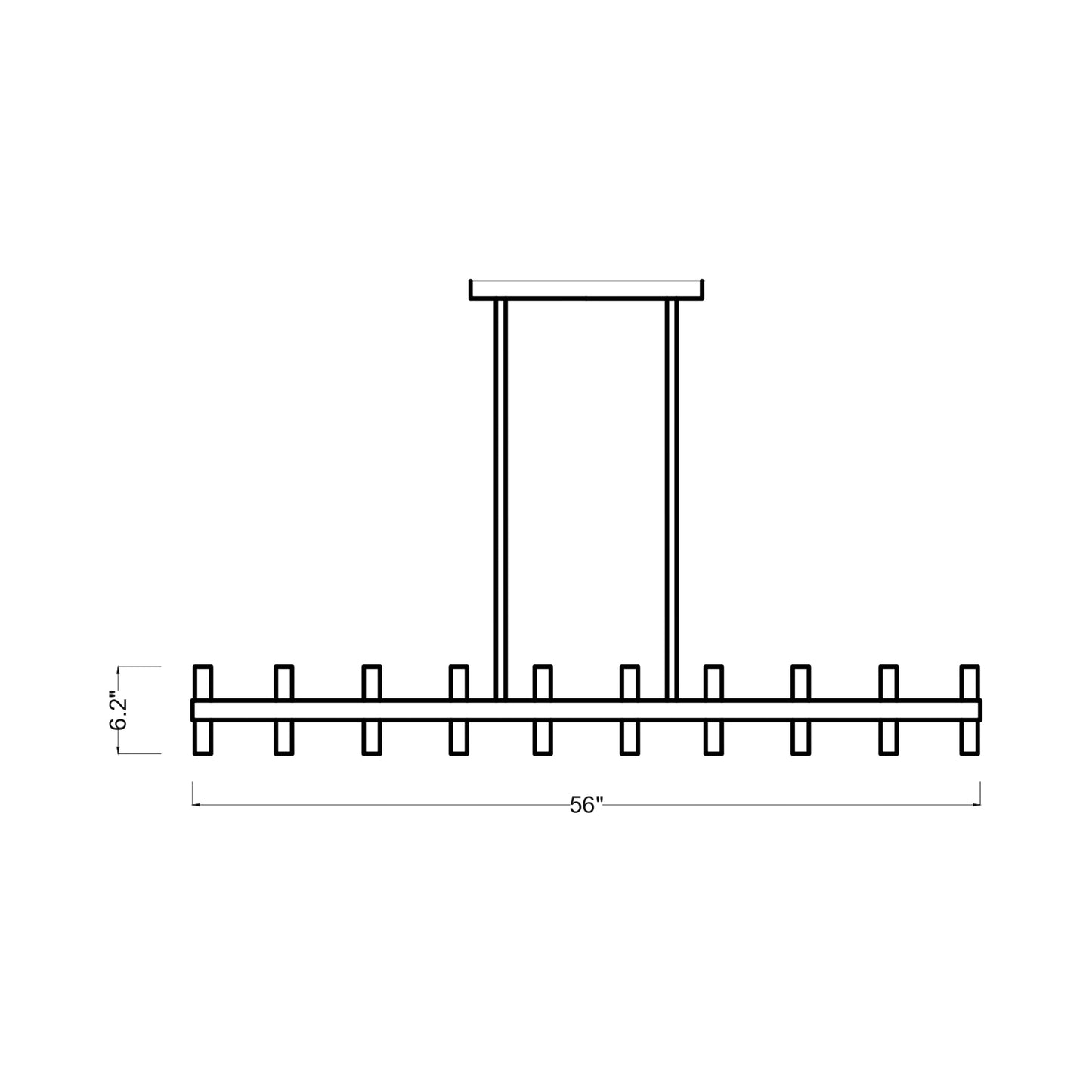 Silas LED Linear Chandelier - line drawing.
