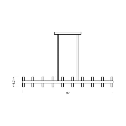Silas LED Linear Chandelier - line drawing.