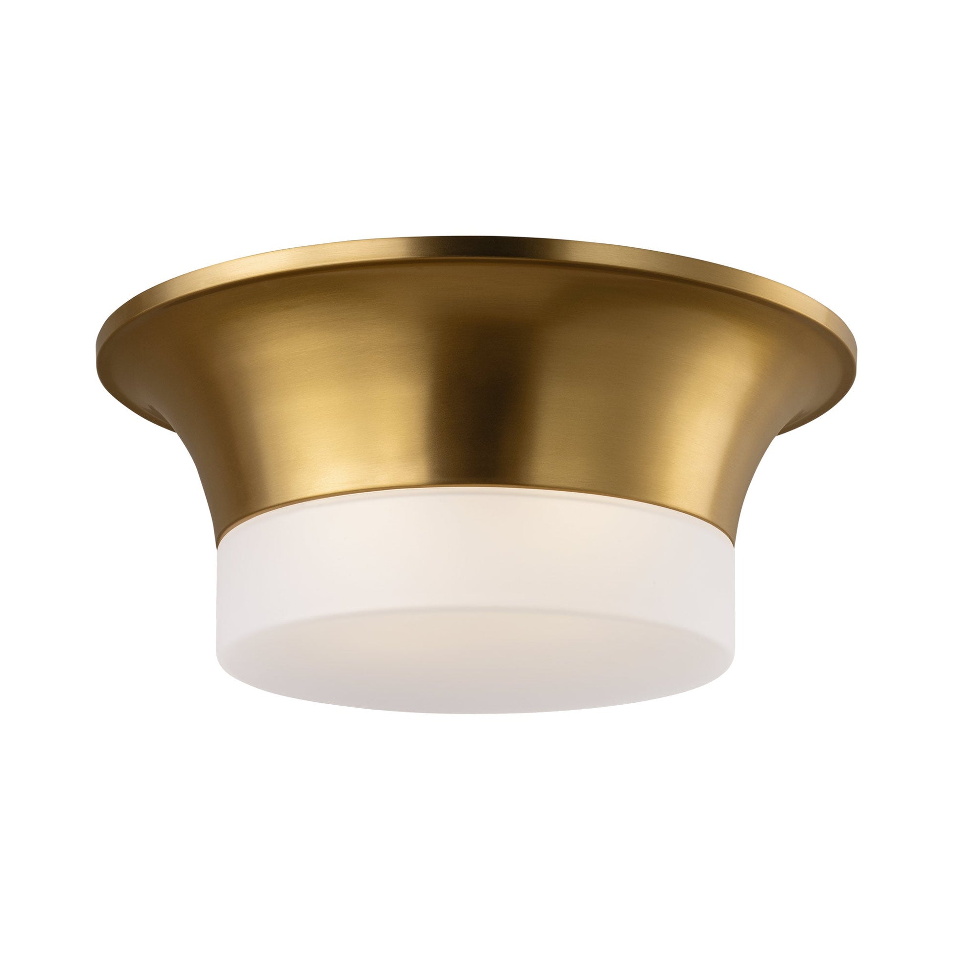 Sina Flush Mount Ceiling Light in Burnished Brass.