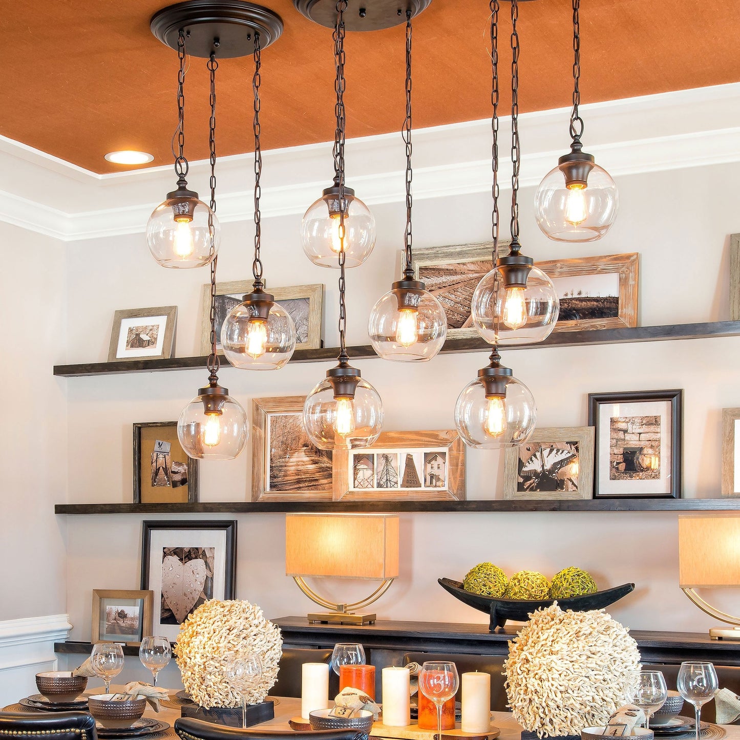 Tabby Pendant Light in dining room.