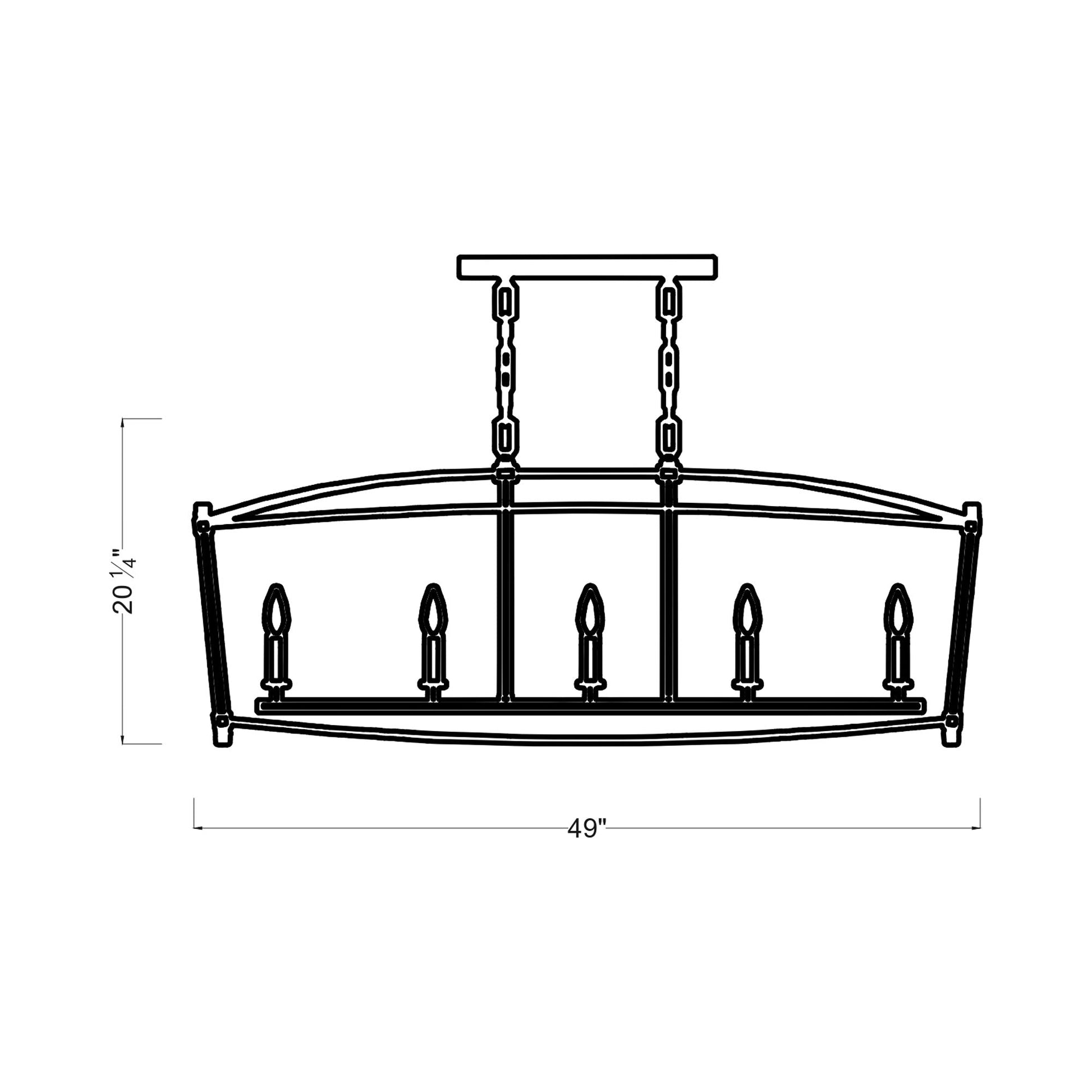 Thayer Linear Chandelier - line drawing.