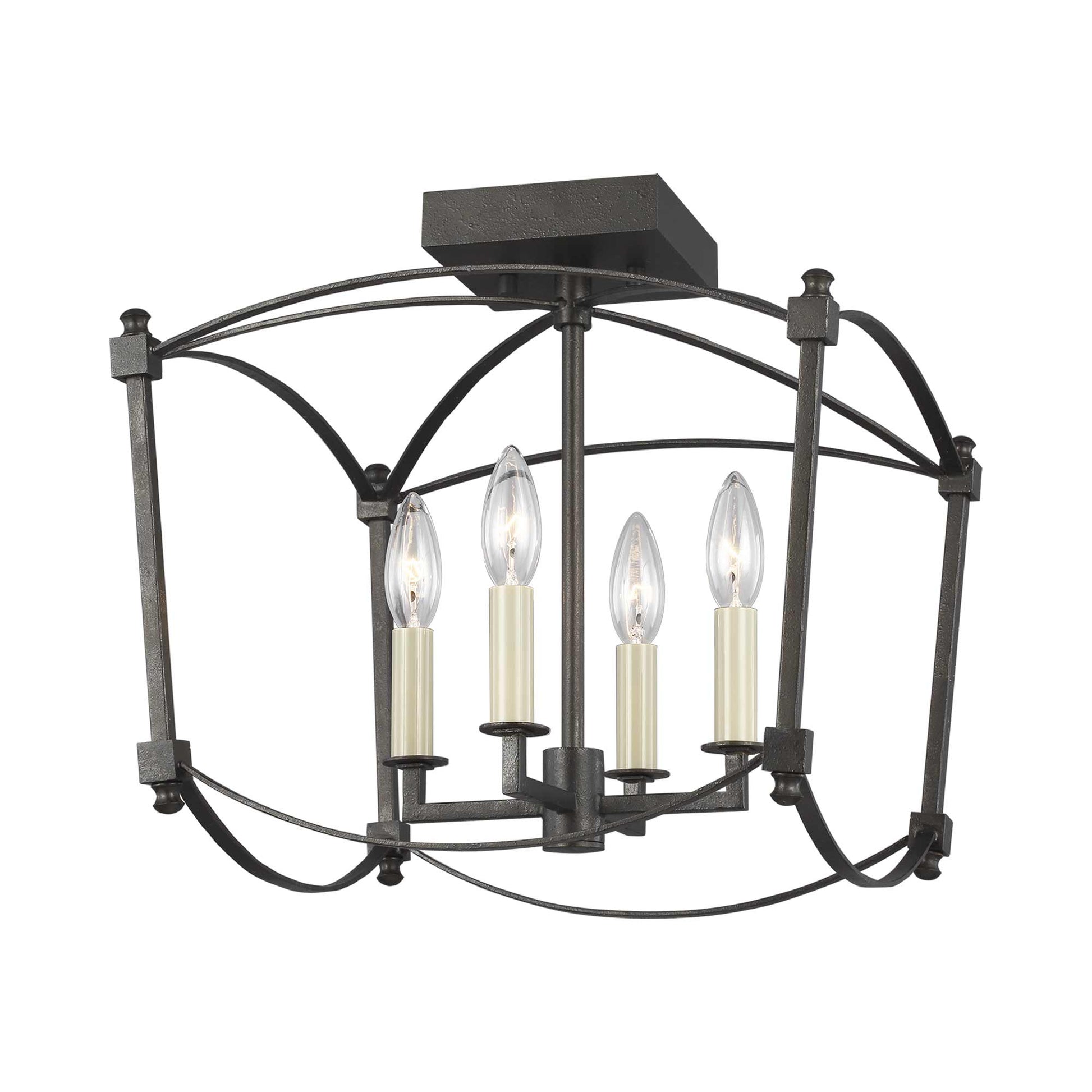 Thayer Semi-Flush Mount Ceiling Light in Smith Steel.