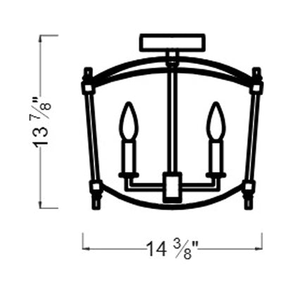 Thayer Semi-Flush Mount Ceiling Light - line drawing.