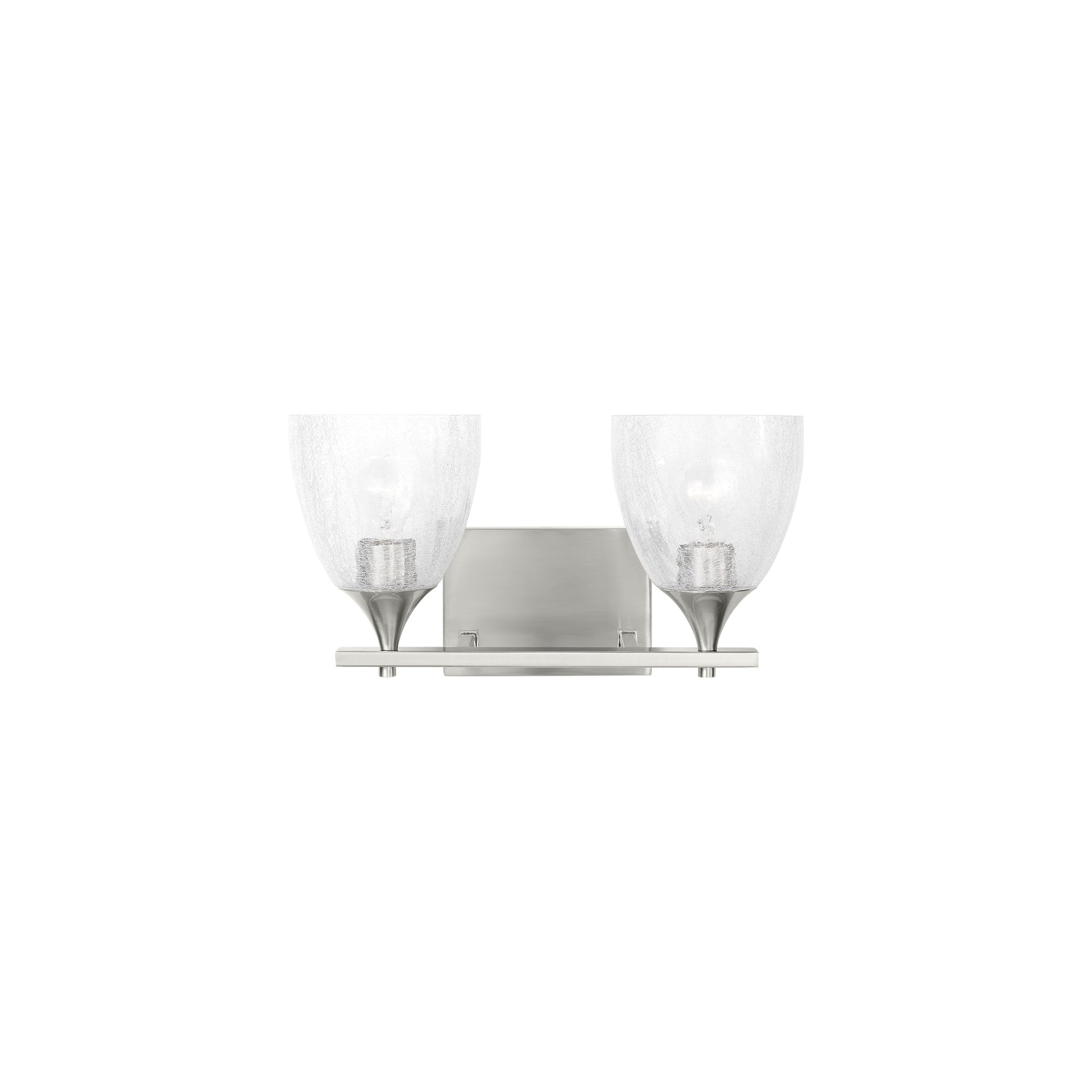 Toffino Bath Vanity Light in Brushed Nickel (2-Light/Clear Crackle Glass).