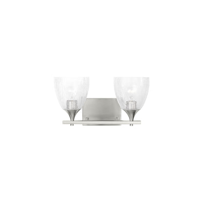 Toffino Bath Vanity Light in Brushed Nickel (2-Light/Clear Crackle Glass).