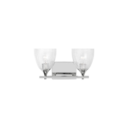 Toffino Bath Vanity Light in Chrome (2-Light/Clear Crackle Glass).