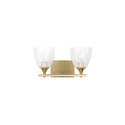 Toffino Bath Vanity Light in Satin Brass (2-Light/Clear Crackle Glass).