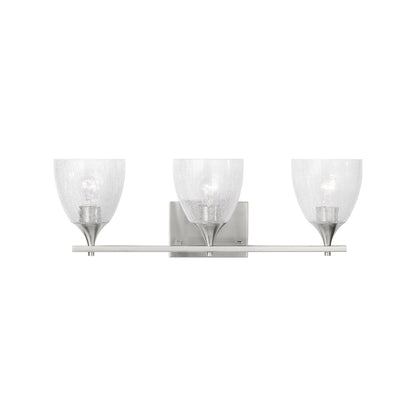 Toffino Bath Vanity Light in Brushed Nickel (3-Light/Clear Crackle Glass).