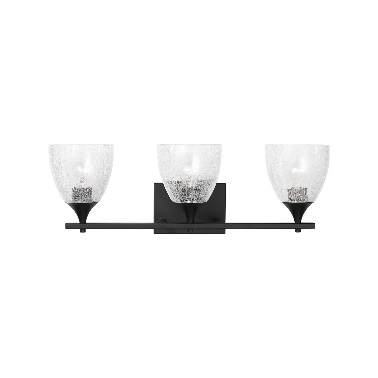Toffino Bath Vanity Light in Midnight Black (3-Light/Clear Crackle Glass).