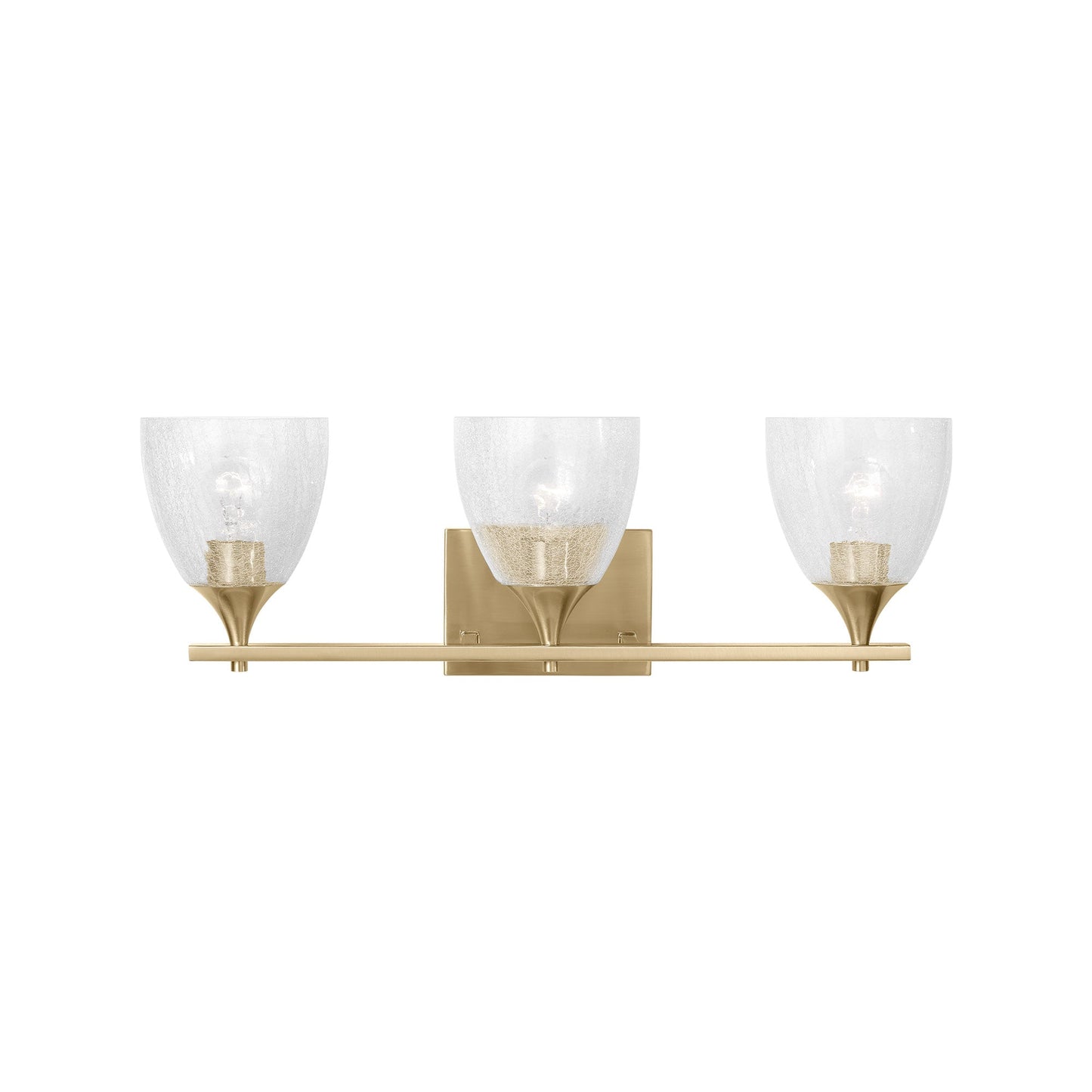 Toffino Bath Vanity Light in Satin Brass (3-Light/Clear Crackle Glass).