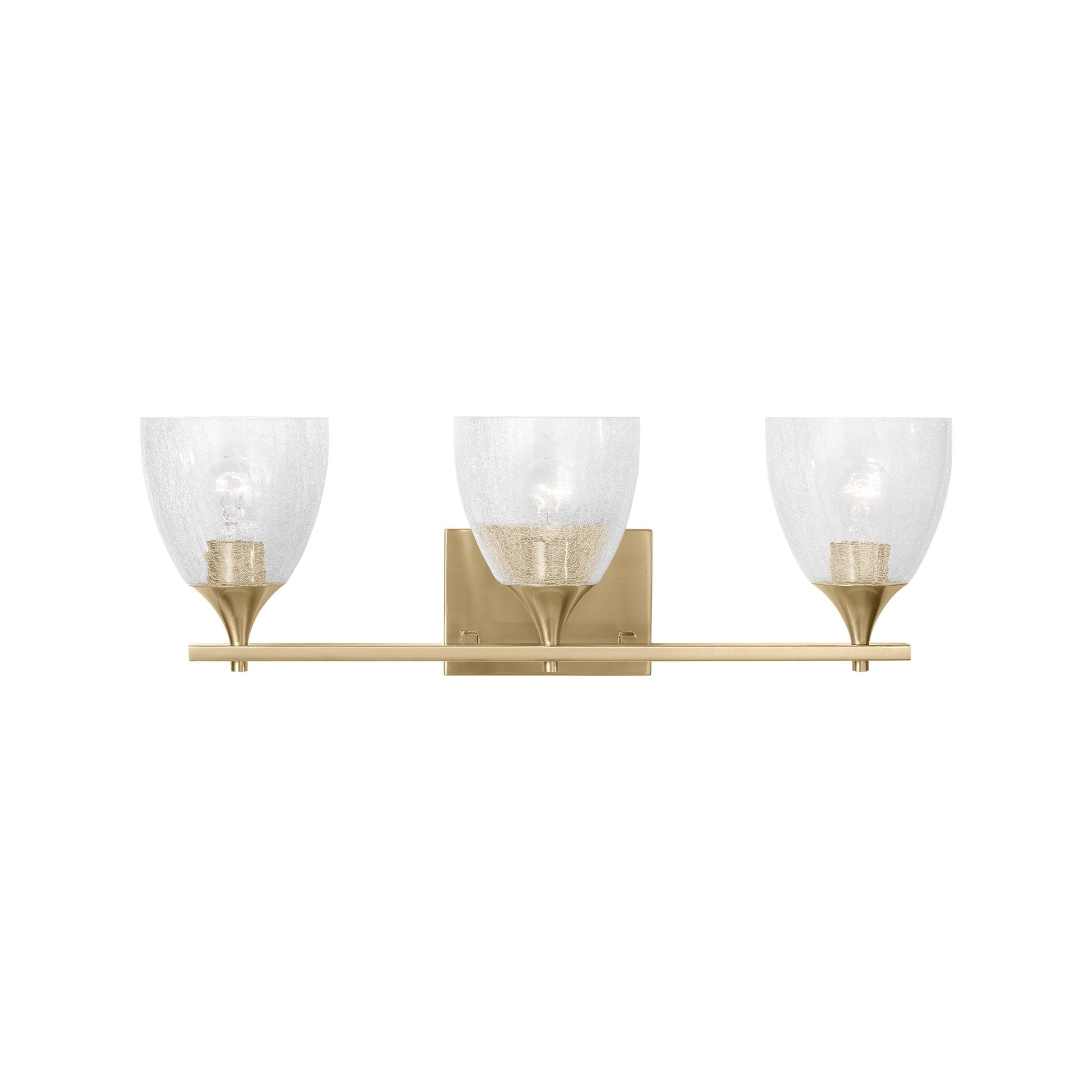 Toffino Bath Vanity Light in Satin Brass (3-Light/Clear Crackle Glass).