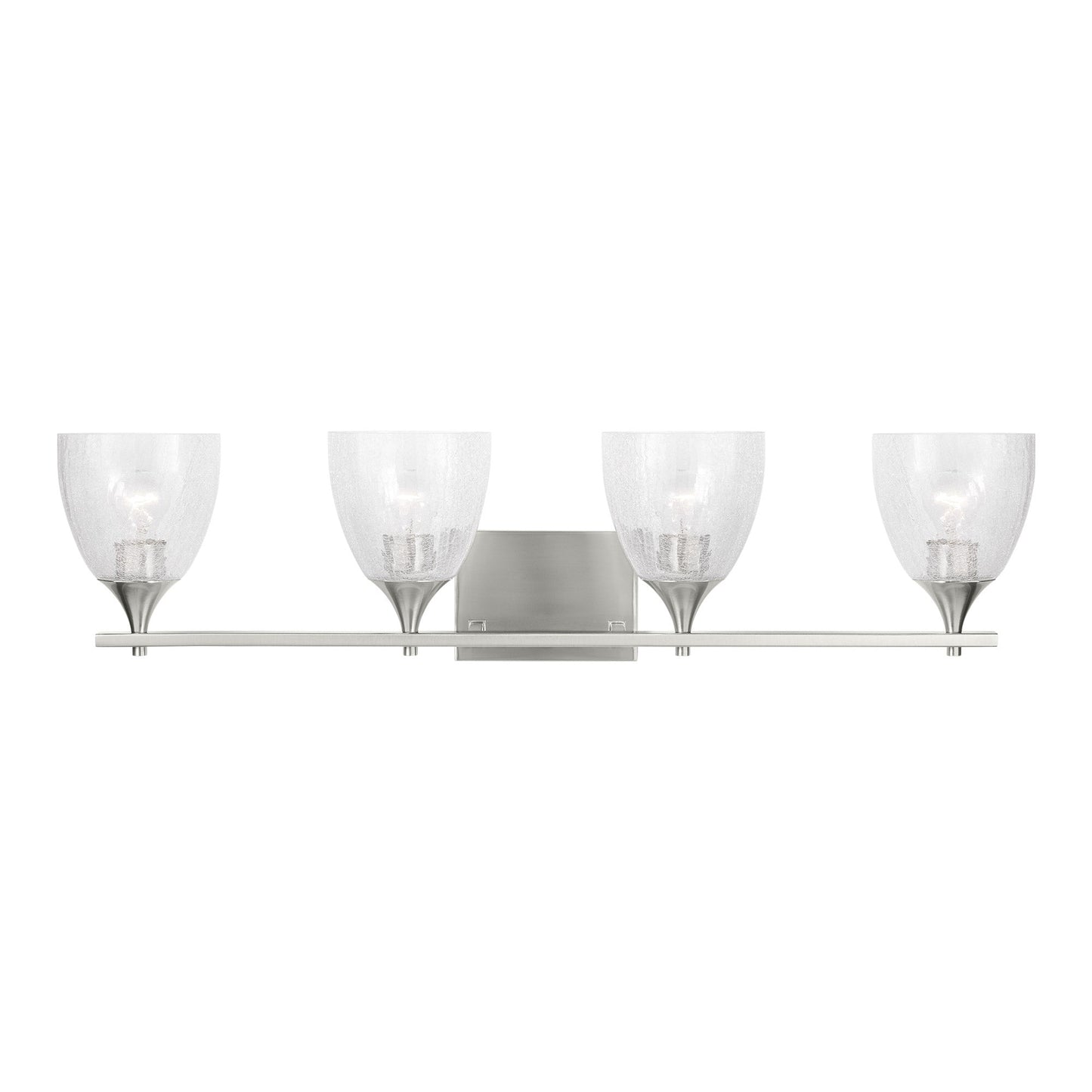 Toffino Bath Vanity Light in Brushed Nickel (4-Light/Clear Crackle Glass).
