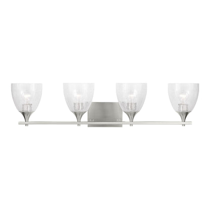 Toffino Bath Vanity Light in Brushed Nickel (4-Light/Clear Crackle Glass).