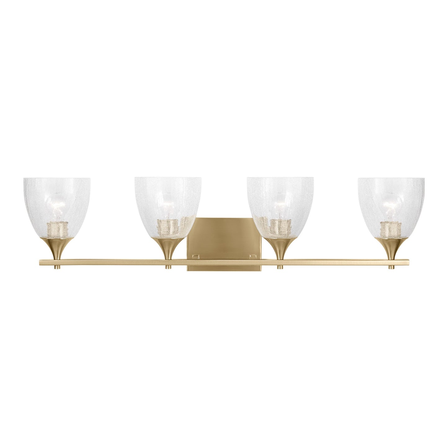 Toffino Bath Vanity Light in Satin Brass (4-Light/Clear Crackle Glass).