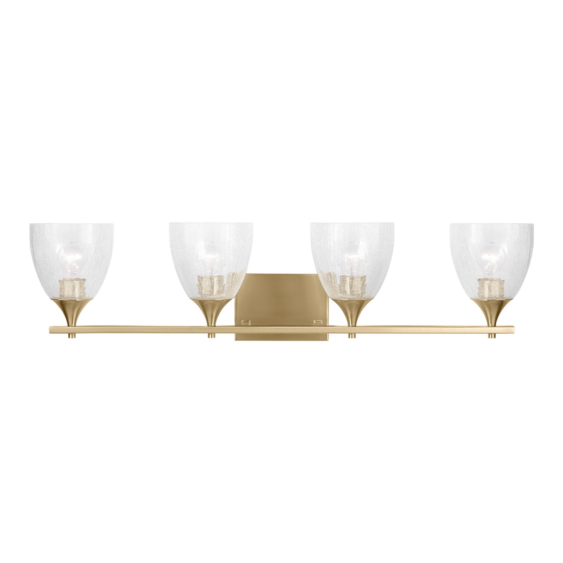 Toffino Bath Vanity Light in Satin Brass (4-Light/Clear Crackle Glass).