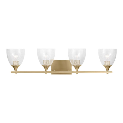 Toffino Bath Vanity Light in Satin Brass (4-Light/Clear Crackle Glass).