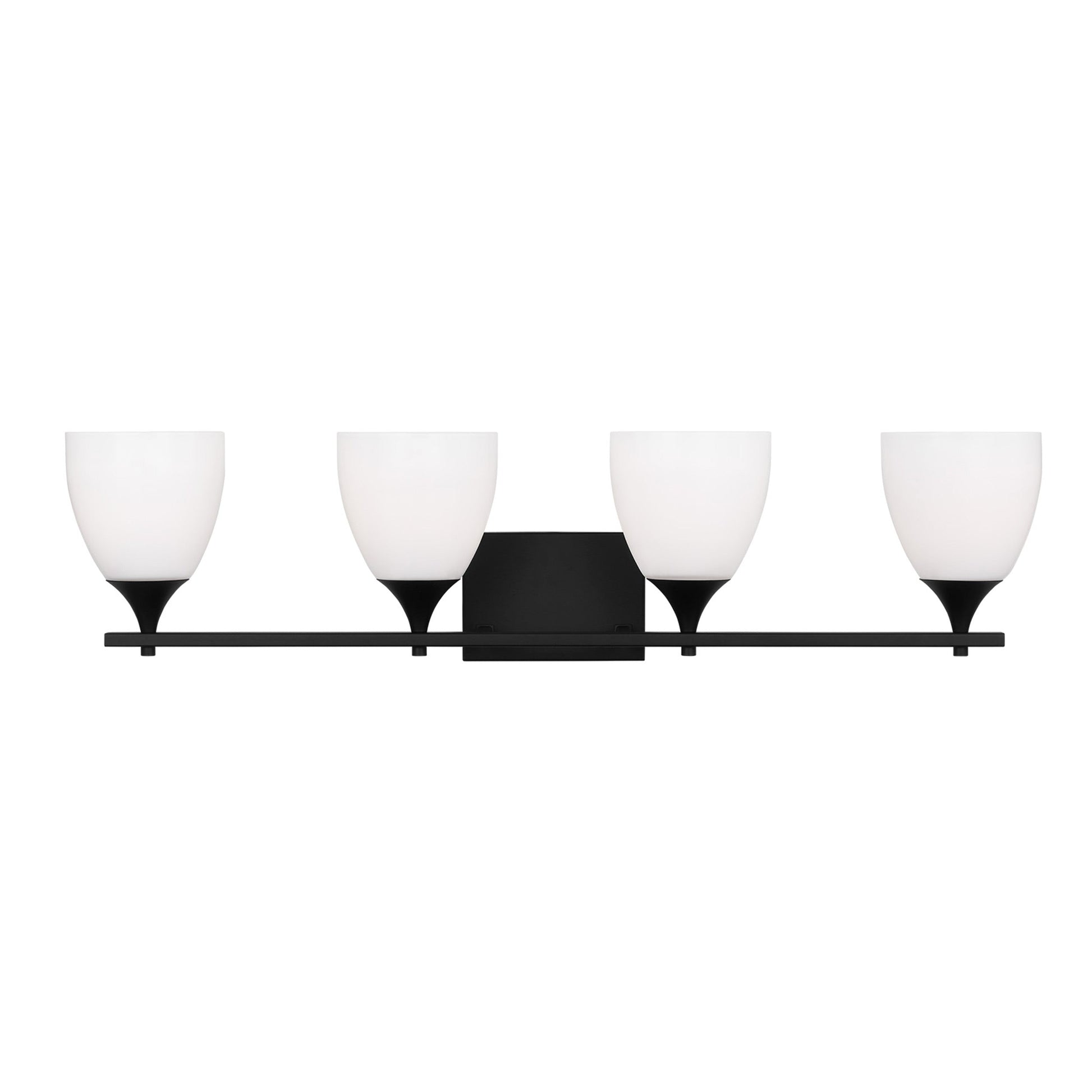 Toffino Bath Vanity Light in Midnight Black (4-Light/Milk Glass).