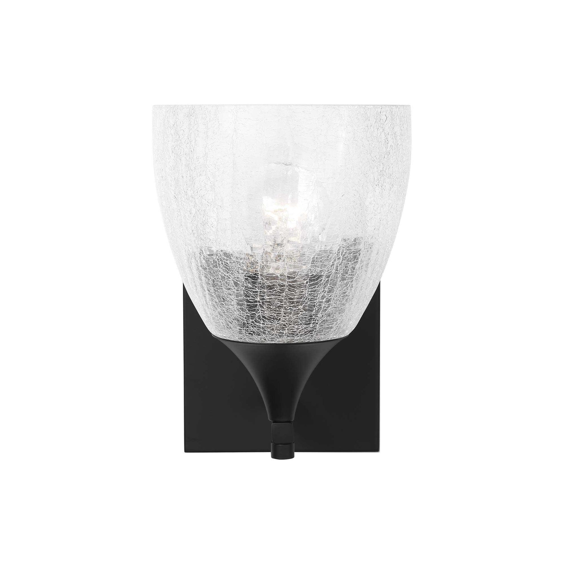 Toffino Bath Wall Light in Midnight Black (Clear Crackle Glass).