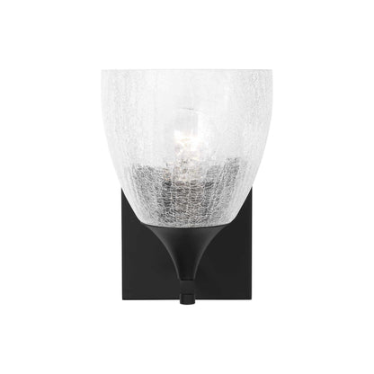 Toffino Bath Wall Light in Midnight Black (Clear Crackle Glass).