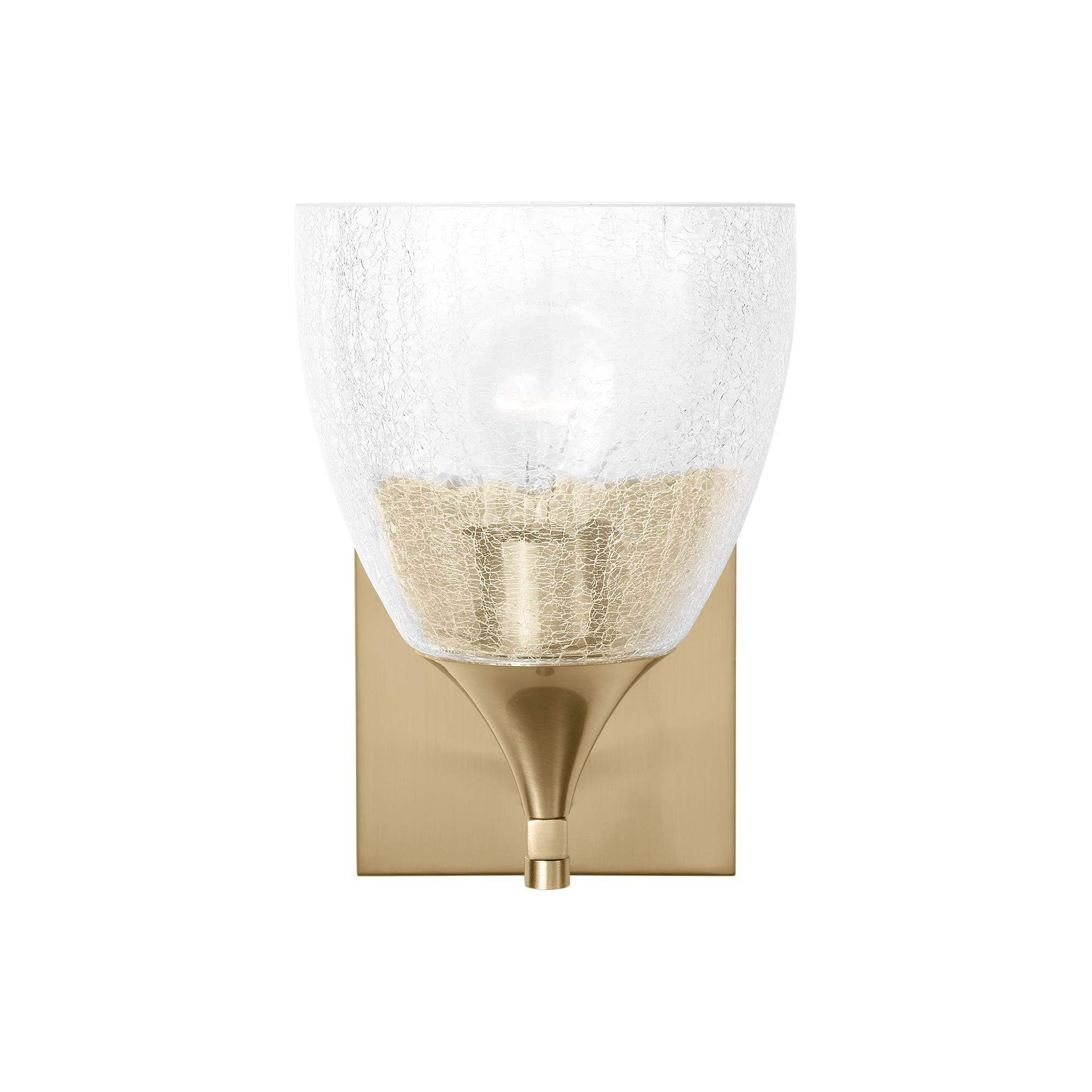 Toffino Bath Wall Light in Satin Brass (Clear Crackle Glass).