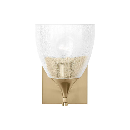 Toffino Bath Wall Light in Satin Brass (Clear Crackle Glass).