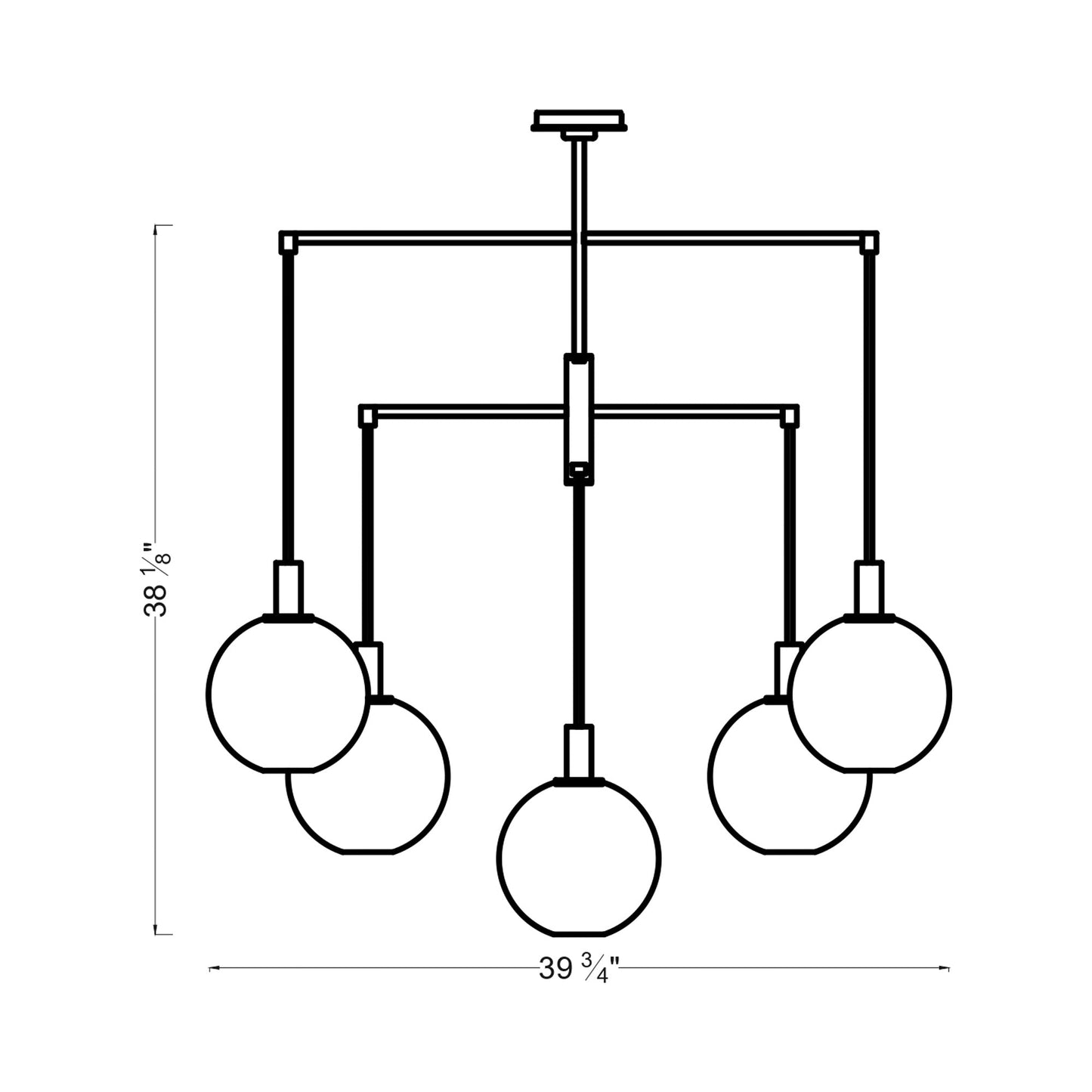 Torian Chandelier - line drawing.