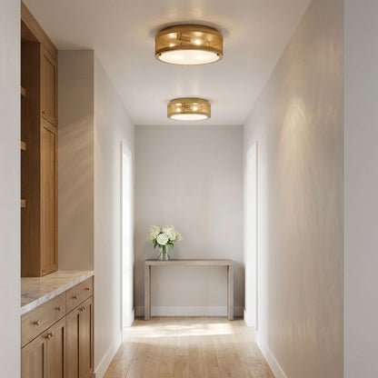 Vander Flush Mount Ceiling Light in hallway.