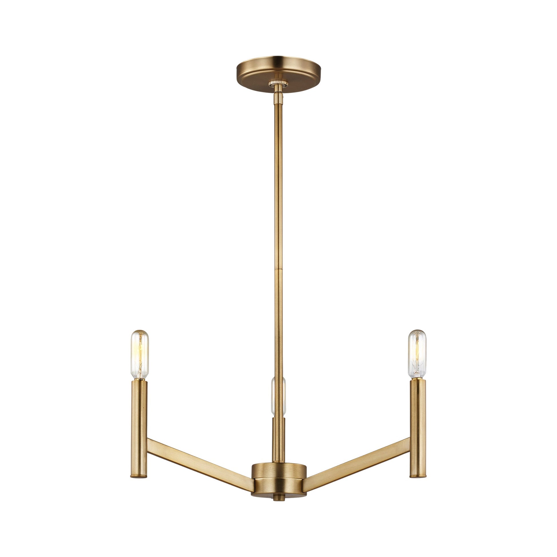 Vector Chandelier in Satin Brass (3-Light/LED Bulb).