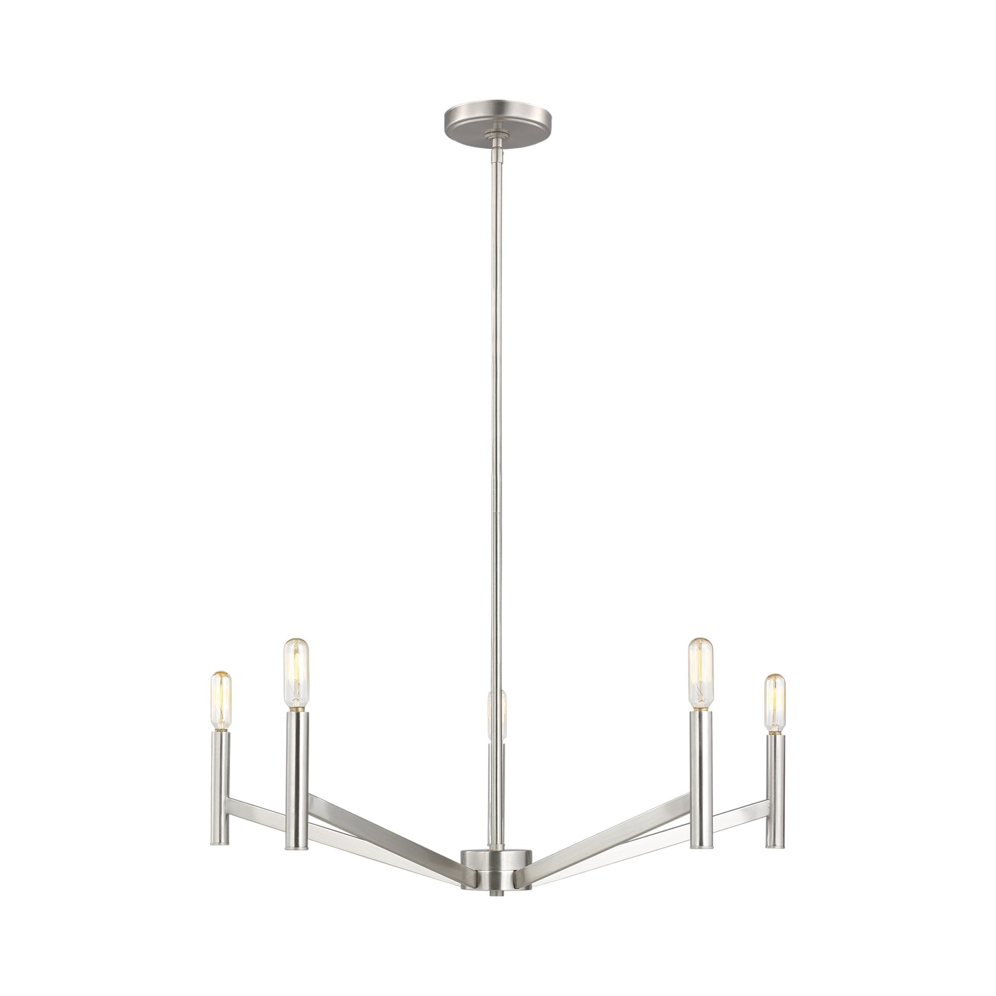 Vector Chandelier in Brushed Nickel (5-Light/LED Bulb).