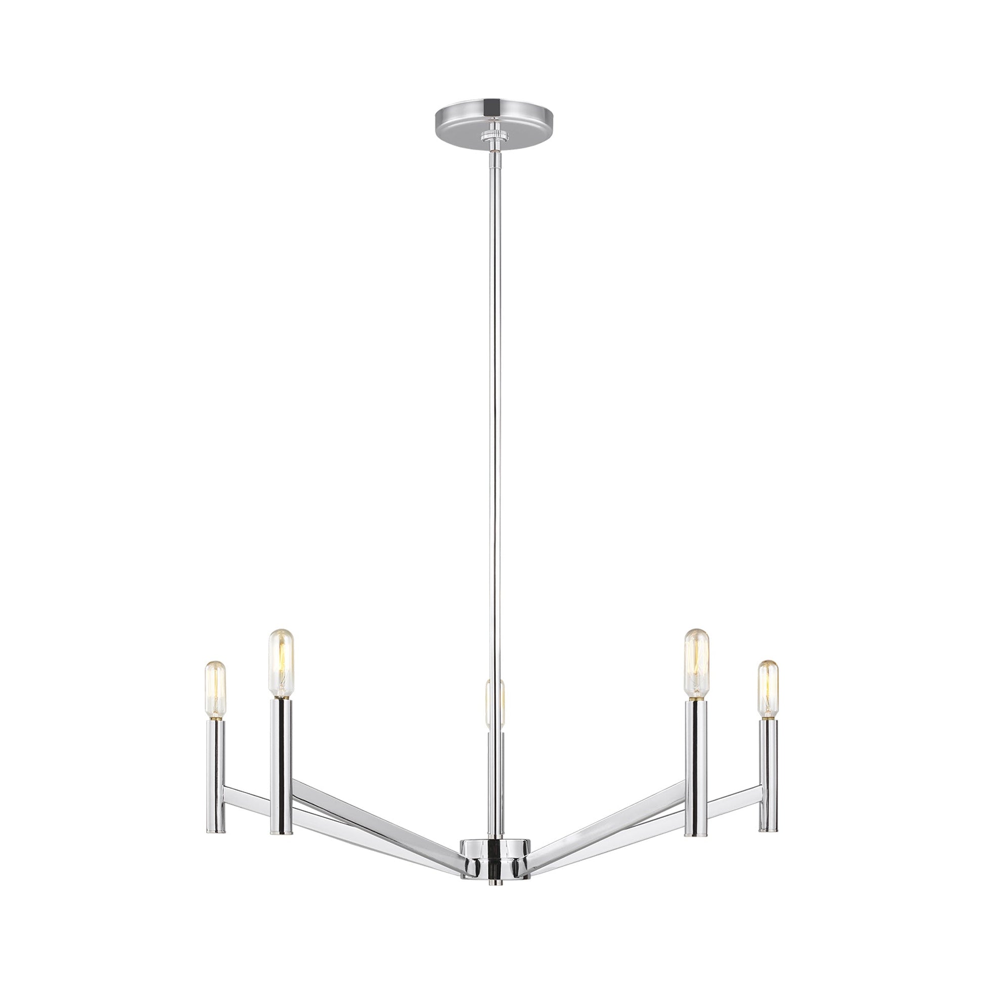 Vector Chandelier in Chrome (5-Light/LED Bulb).