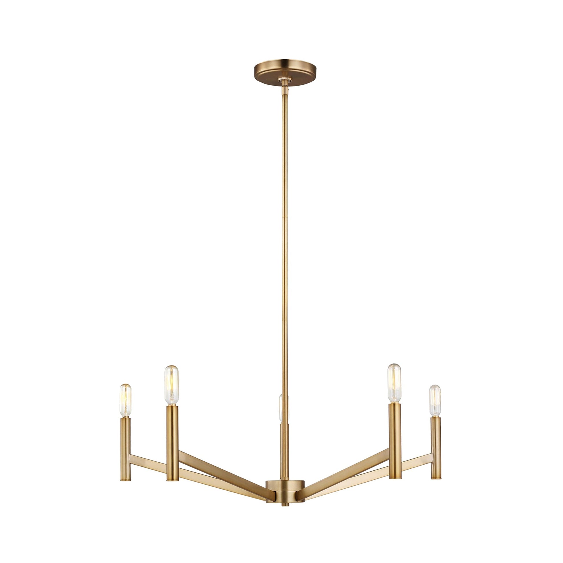 Vector Chandelier in Satin Brass (5-Light/LED Bulb).