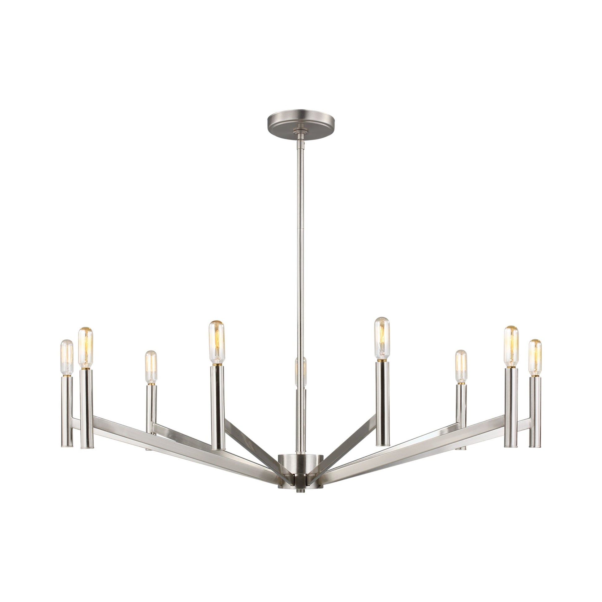 Vector Chandelier in Brushed Nickel (9-Light/LED Bulb).