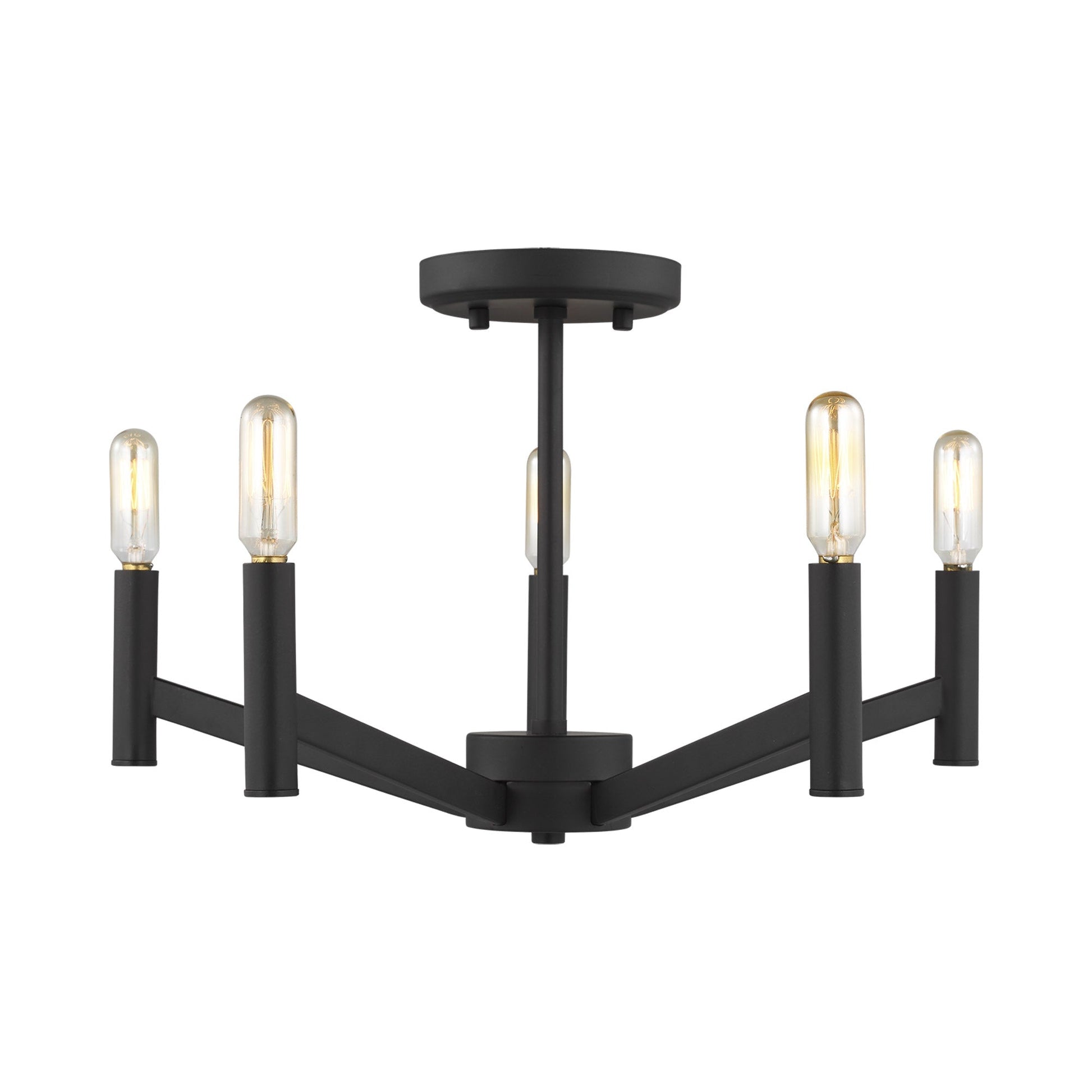 Vector Semi-Flush Mount Ceiling Light in Midnight Black.