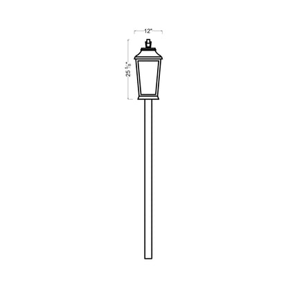 Warren Outdoor Post Light - line drawing.