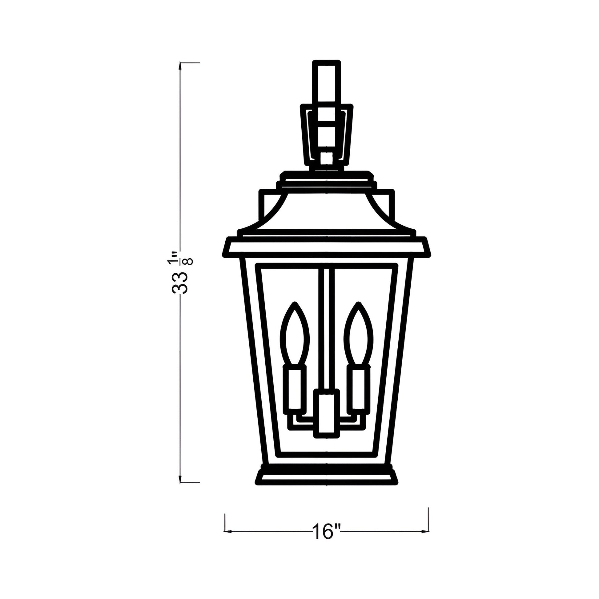 Warren Outdoor Wall Light - line drawing.