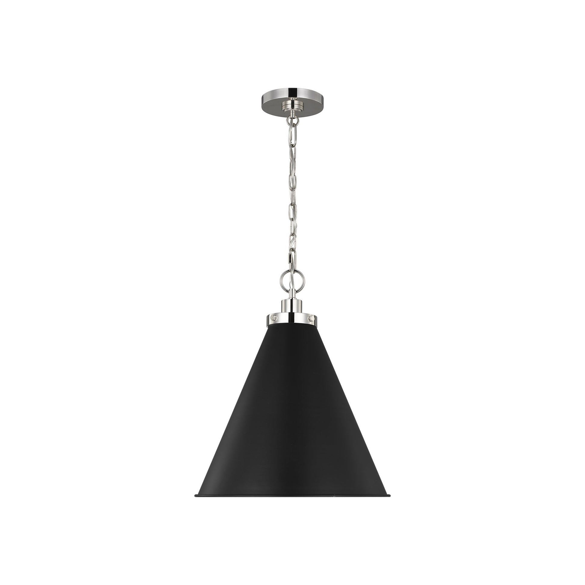Wellfleet Cone Pendant Light in Midnight Black/Polished Nickel (Medium).