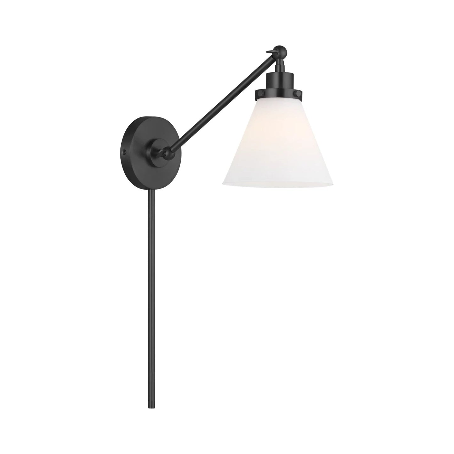 Wellfleet Cone Wall Light in Midnight Black/Milk Glass.