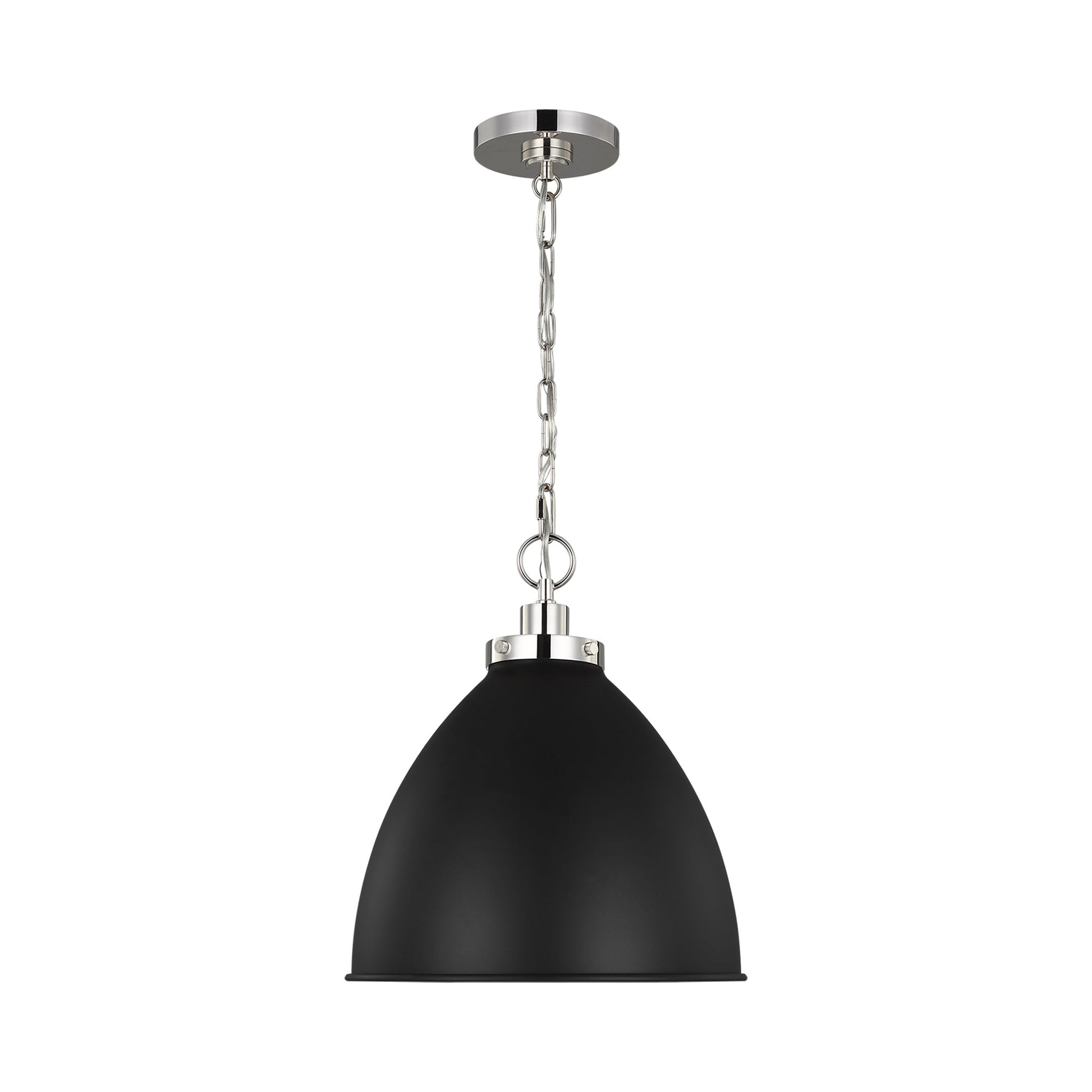 Wellfleet Dome Pendant Light in Midnight Black/Polished Nickel (Medium).