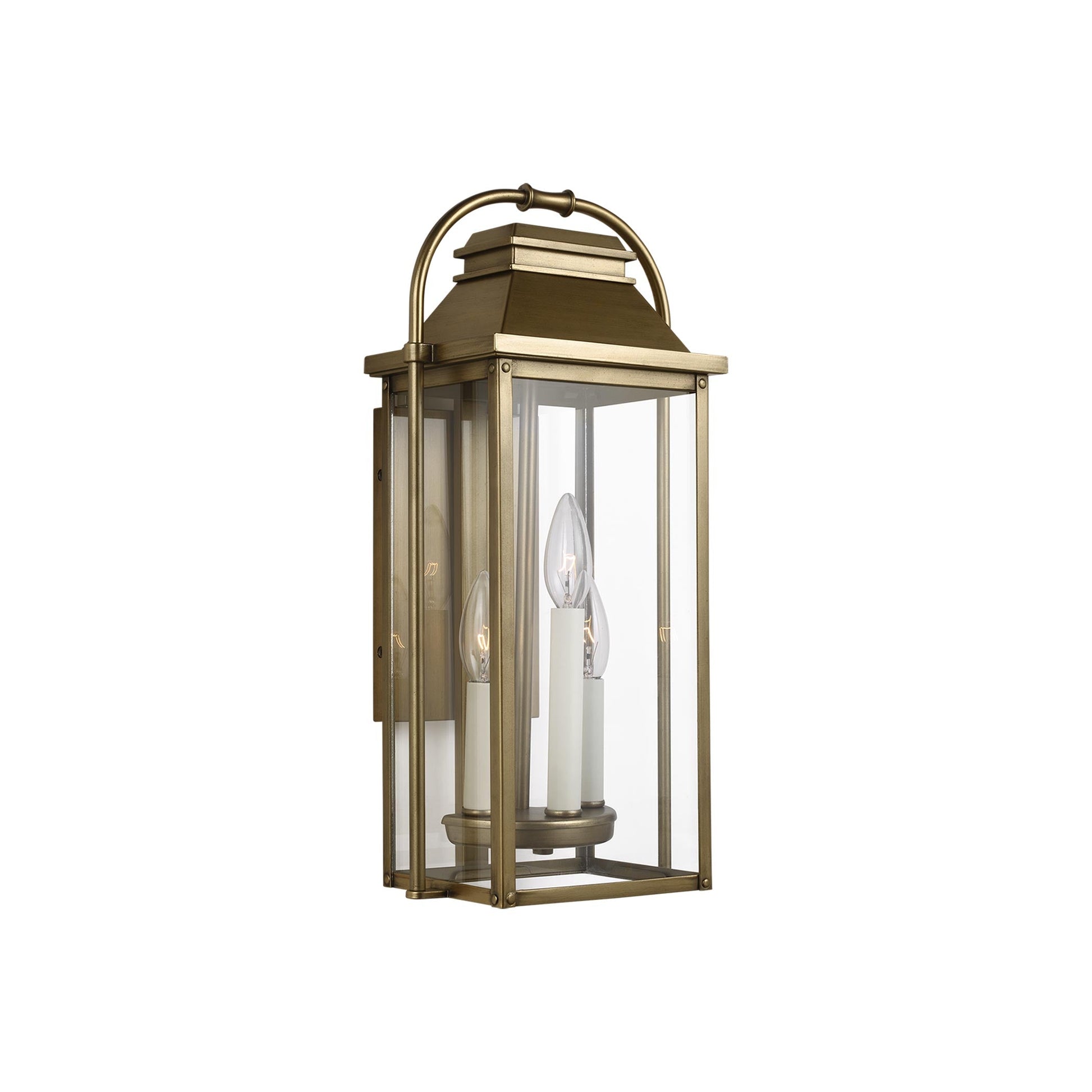 Wellsworth Outdoor Wall Light in Painted Distressed Brass (Small).