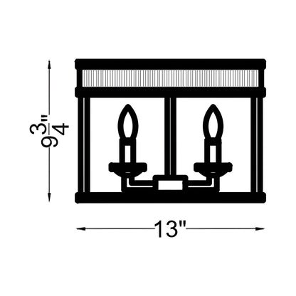 Woodruff Flush Mount Ceiling Light - line drawing.
