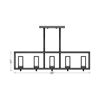 Zire Linear Pendant Light - line drawing.