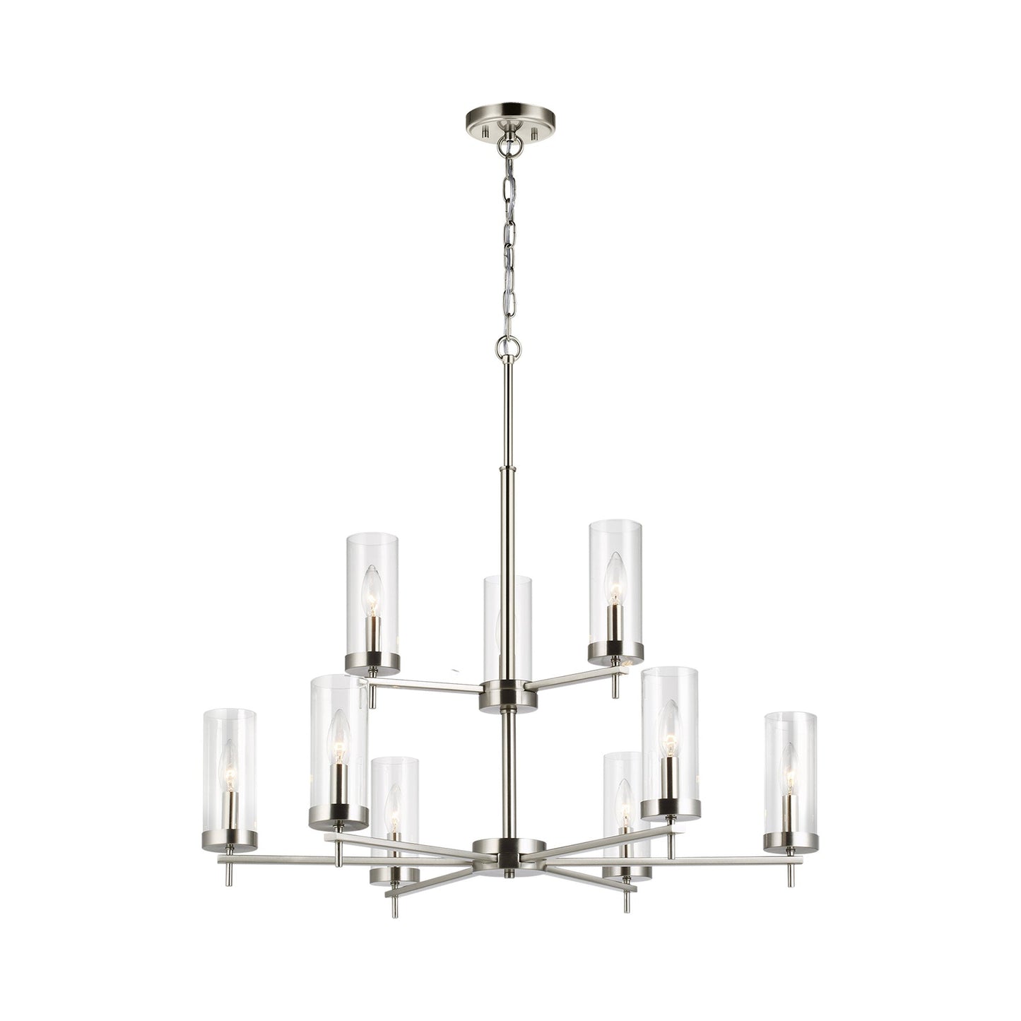 Zire Multi Tiered Chandelier in Brushed Nickel.