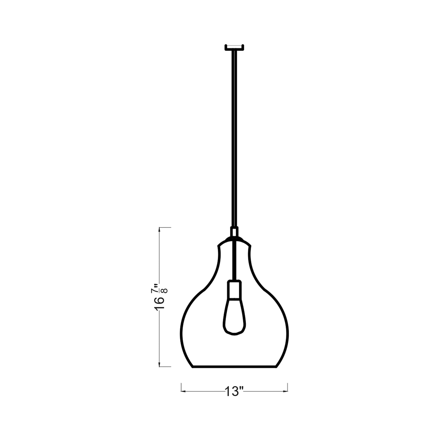 Zola Pendant Light - line drawing.