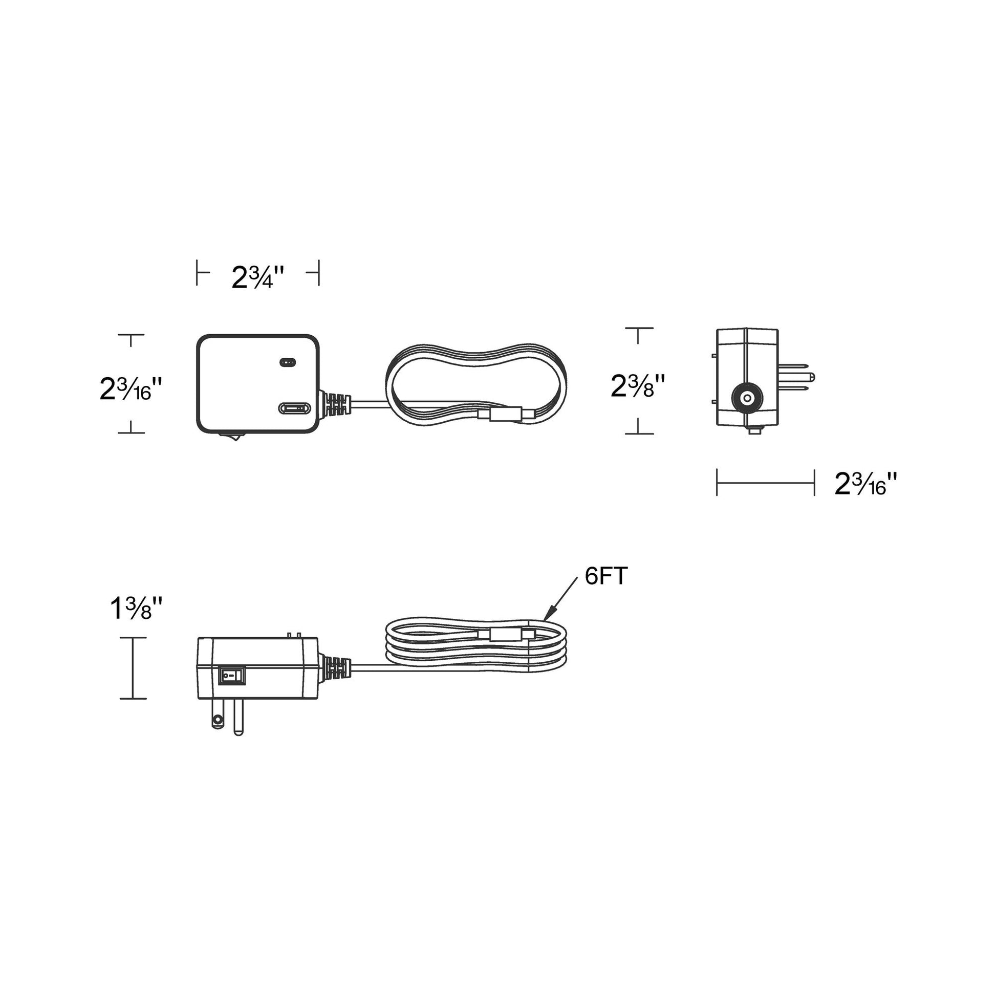 120V/24V Dual Portable Power Supply - line drawing.