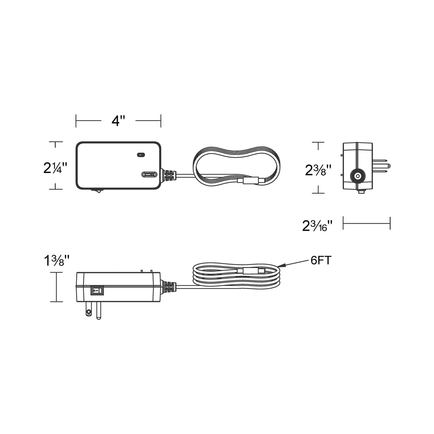 120V/24V Dual Portable Power Supply - line drawing.
